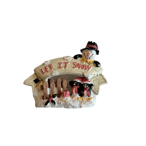 Let It Snow Snowman Penguin Brooch Pin Winter Pin Brooch - Picture 4 of 4